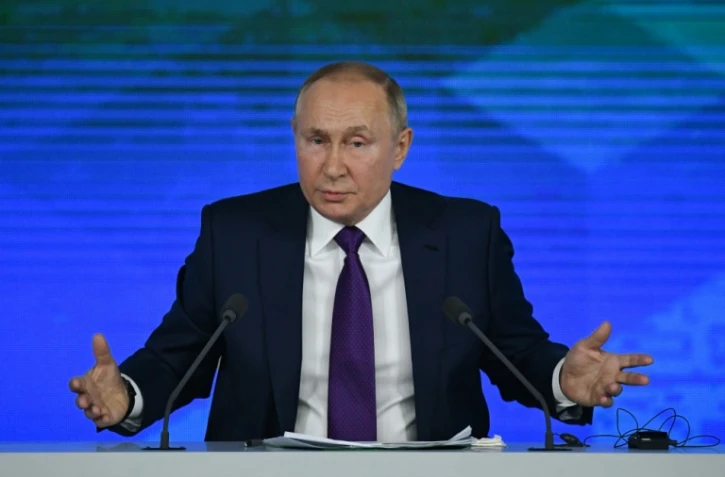 Le président russe Vladimir Poutine lors de sa conférence de presse le 23 décembre 2021 à Moscou
