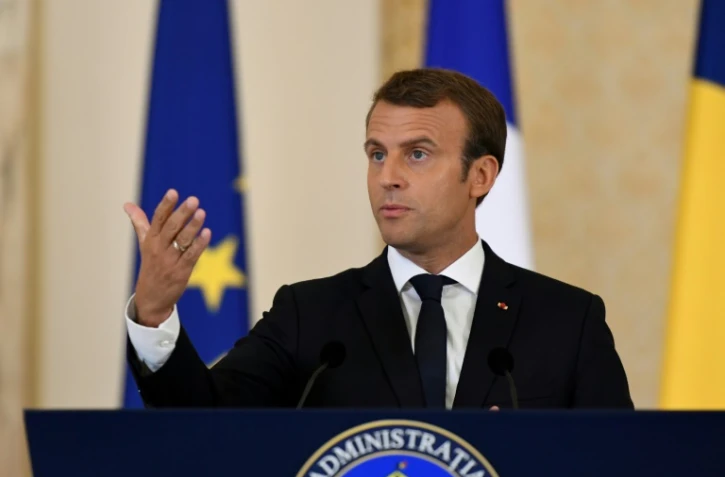 Le président français Emmanuel Macron à Bucarest, en Roumanie, le 24 août 2017