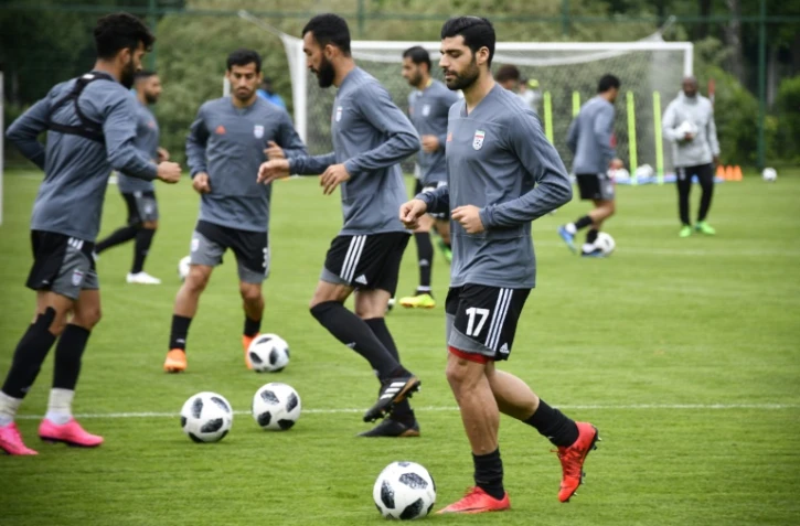 Les joueurs iraniens lors d'une séance d'entraînement à Bakovka en banlieue de Moscou, le 12 juin 2018