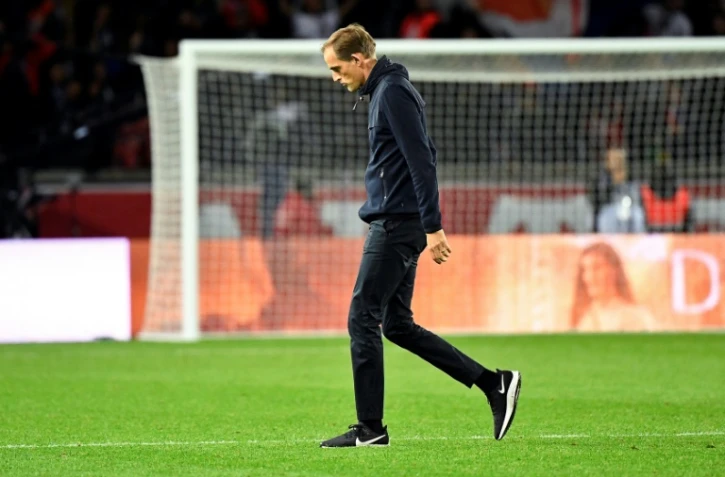 L'entraîneur du PSG Thomas Tuchel quitte le terrain lors d'un match contre Reims, le 25 septembre 2019 à Paris