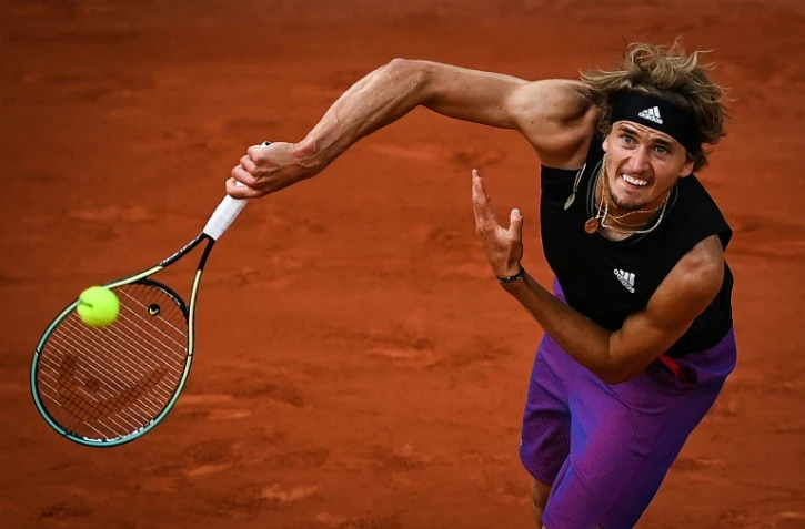 L'Allemand Alexander Zverev, lors de son quart de finale contre l'Espagnol Alejandro Davidovich Fokina, le 8 juin 2021 au tournoi de Roland Garros