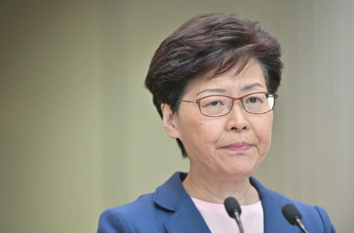 La dirigeante de l'exécutif de Hong Kong, Carrie Lam, tient une conférence de presse, le 9 juillet 2019 au siège de son gouvernement