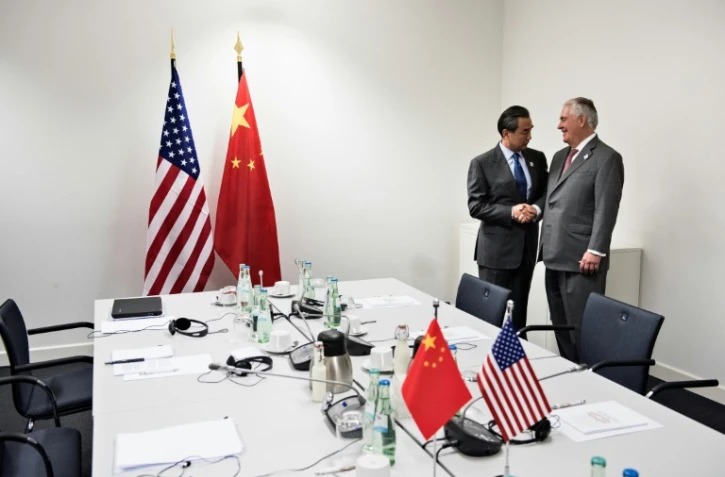 Wang Yi et Rex Tillerson le 17 février 2017 à Bonn