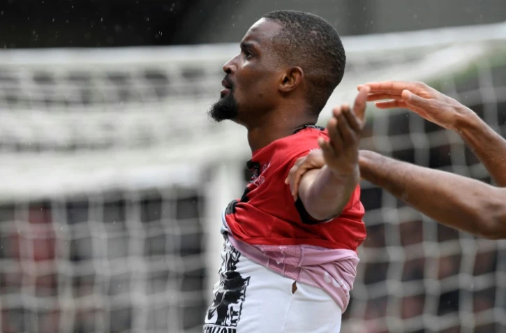 Moustapha Diallo, alors milieu de terrain à Guingamp, buteur face à Bordeaux au Roudourou, le 1er avril 2018 