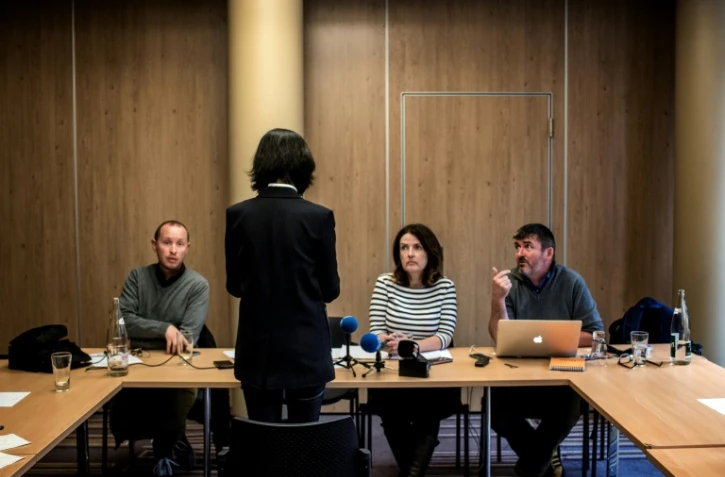 Grace, l'épouse du président d'Interpol le 7 octobre 2018 lors d'une conférence de presse à Lyon