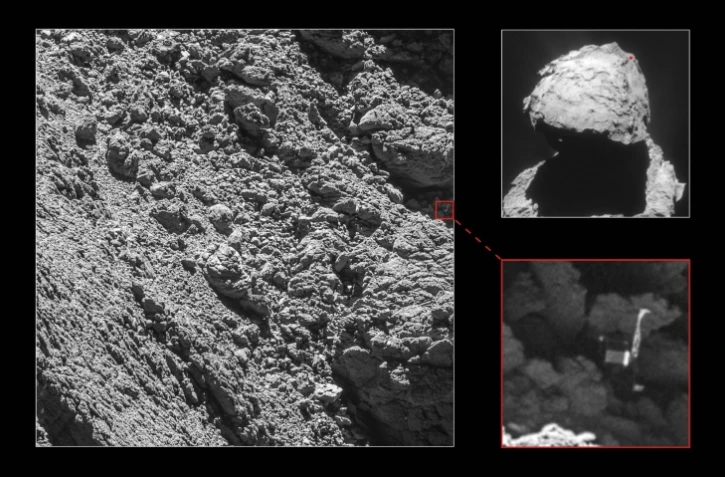 Le robot Philae, dont on avait perdu la trace sur la comète Tchouri après son atterrissage mouvementé en novembre 2014, a été localisé par une caméra de la sonde Rosetta début septembre 2016