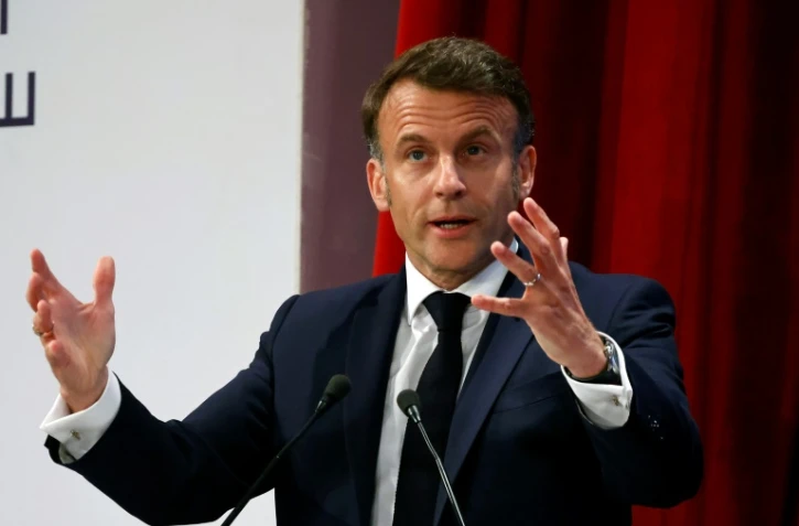 Le président français Emmanuel Macron, le 7 avril 2025 à l'université du Caire
