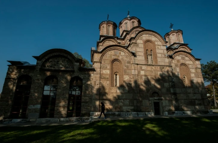 Le monastère de Gracanica, l'un des quatre sites de l'Eglise orthodoxe serbe classés au patrimoine mondial de l'humanité, le 7 novembre 2015 à Granica au Kosovo