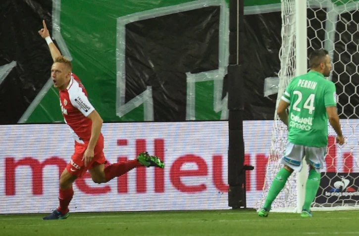 Le défenseur de Monaco Kamil Glik après avoir marqué face à Saint-Etienne, le 29 octobre 2016 au stade Geoffroy-Guichard