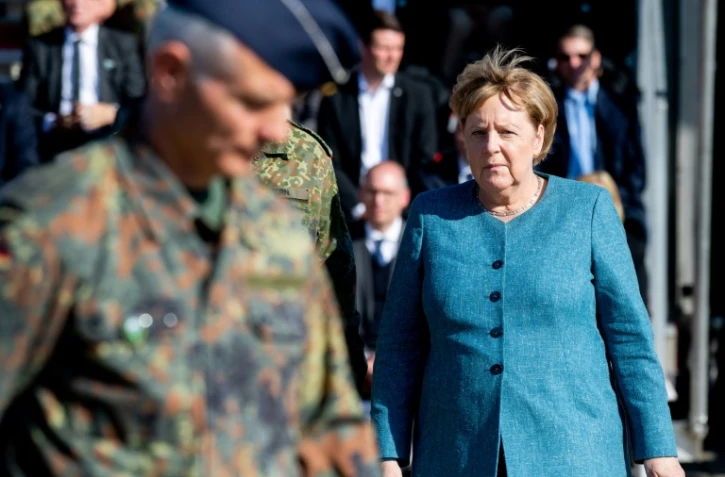 La chancelière allemande assiste à une cérémonie militaire à Seedorf, nord de l'Allemagne, le 22 septembre 2021
