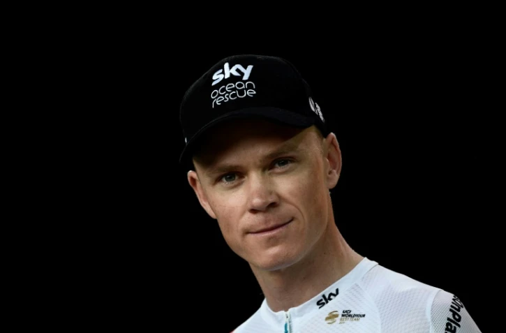Le Britannique Chris Froome (Sky) lors de la cérémonie de présentation des équipes pour le Tour de France, le 5 juillet 2018 à  La Roche-sur-Yon 