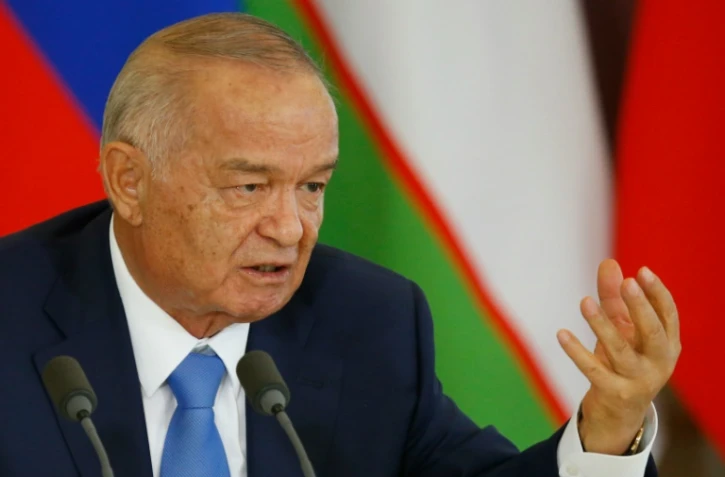 Le président d'Ouzbékistan Islam Karimov, le 26 avril 2016 lors d'une conférence de presse à Moscou
