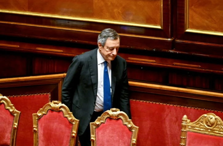 Le Premier ministre italien Mario Draghi au Sénat, à Rome, le 20 juillet 2022.