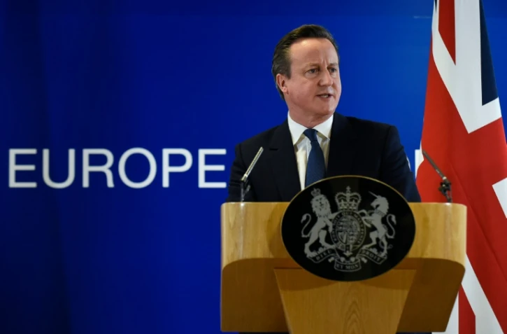 Le Premier ministre britannique David Cameron donne une conférence de presse le 19 février 2016 à Bruxelles, après avoir obtenu un accord avec les membres de l'UE sur les réformes qu'il a proposées