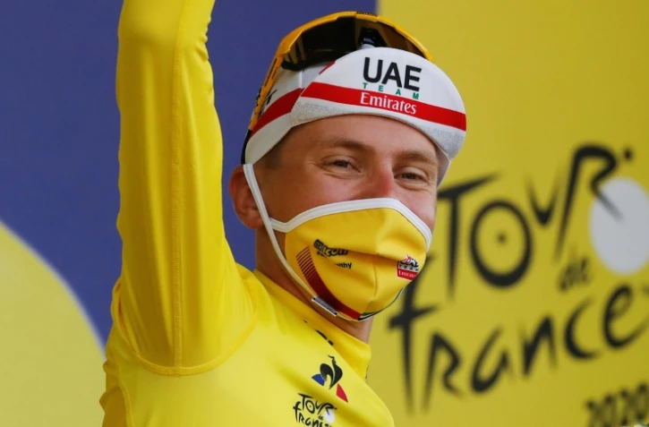 Le Slovène Tadej Pogacar, nouveau maillot jaune du Tour de France, le 19 septembre 2020 au Plancher-les-Mines