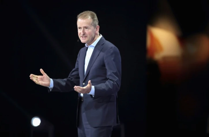 Herbert Diess, l'actuel responsable de la marque VW au sein du groupe et qui doit remplacer le PDG Matthias Müller, présente la 2019 Jetta au salon de l'automobile de Détroit (Michigan), le 15 janvier 2018