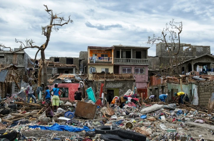 Photo fournie par la Minustah de la ville de Jeremie, dévastée par l'ouragan Matthew, le 6 octobre 2016 en Haïti