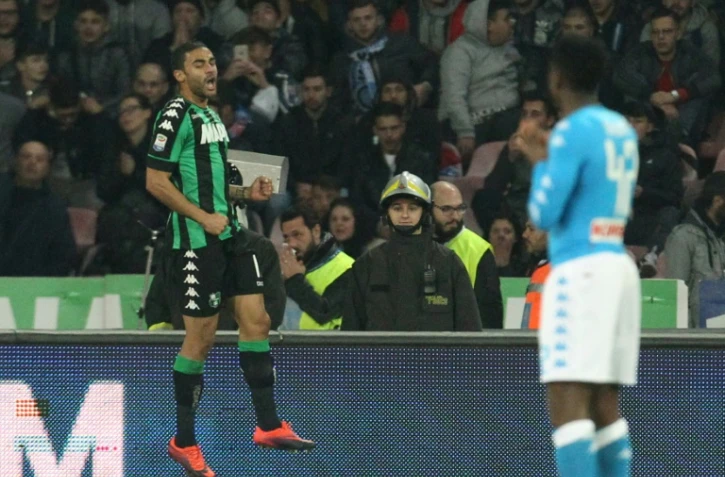 Le Français Grégoire Defrel auteur du but de l'égalisation face à Naples, le 28 novembre 2016 au stade San Paolo