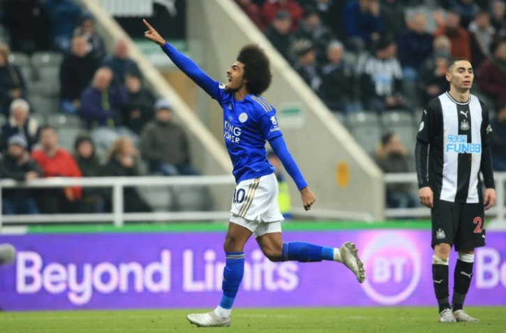 Hamza Choudhury exulte après avoir inscrit le 3e but de Leicester City en déplacement à Newcastle, le 1er janvier 2020