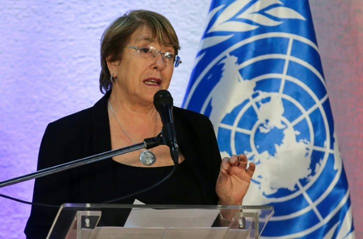 Le Haut Commissaire aux Droits de l'Homme Michelle Bachelet lors d'une conférence de presse à Caracas le 22 juin 2019