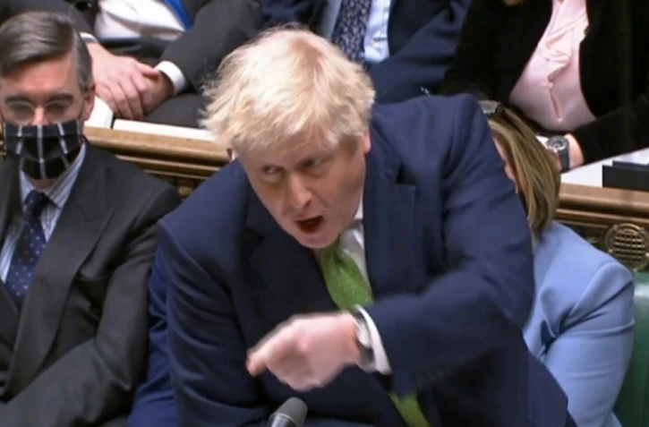 Une capture d'écran d'images de la chaîne parlementaire britannique (PRU) le 19 janvier 2022