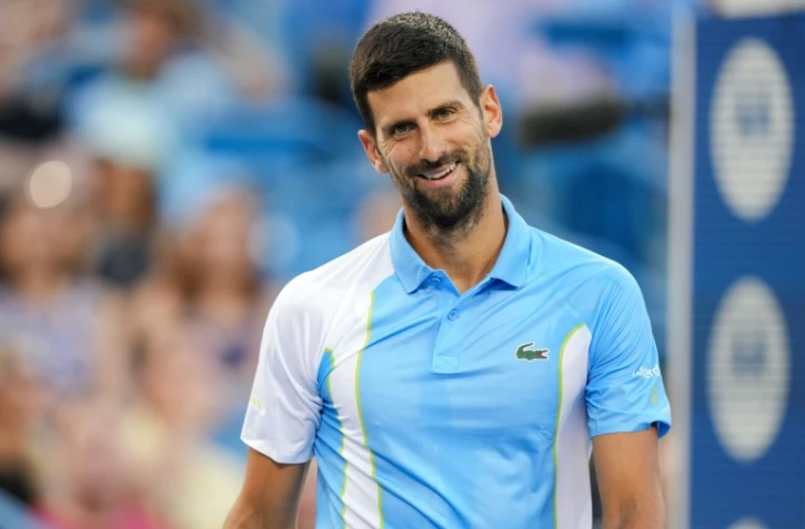 Le Serbe Novak Djokovic, de retour sur un tournoi aux Etats-Unis, lors de sa victoire contre l'Espagnol Alejandro Davidovich Fokina, le 16 août 2023 au Masters 1000 de Cincinnati