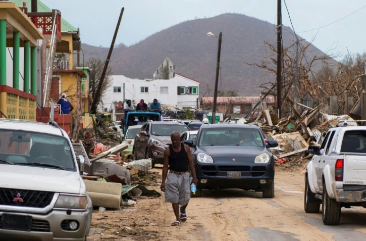 Dégâts causés par l'ouragan Irma à Saint-Martin, île franco-néerlandaise dans les Caraïbes, le 7 septembre 2017