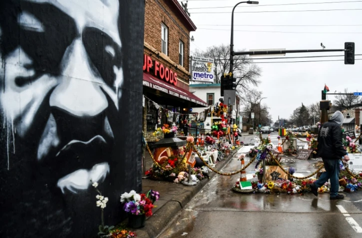 Le mémorial érigé en l'honneur de George Floyd sur le site de sa mort, à Minneapolis, sur une photo du 10 mars 2021