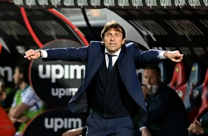L'entraîneur de l'Inter Milan, Antonio Conte, lors d'un match de Serie A à Crotone, le 1er mai 2021