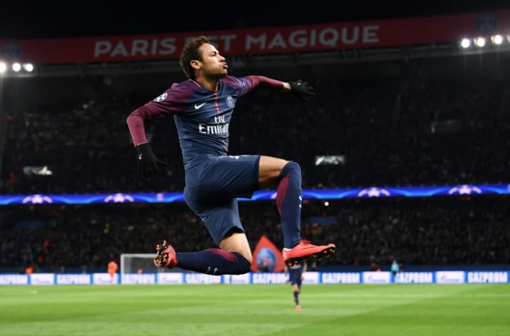La star du PSG Neymar Jr buteur face au Celtic Glasgow en Ligue des champions, le 22 novembre 2017 au Parc des Princes