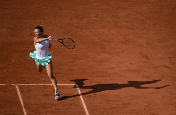 La Roumaine Simona Halep en demi-finales de Roland-Garros face à la Tchèque Karolina Pliskova, le 8 juin 2017