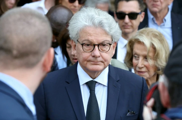 L'ancien commissaire européen Thierry Breton assiste à l'enterrement du journaliste français Philippe Labro à Paris le 13 juin 2025