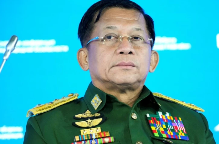 Le chef de la junte au pouvoir en Birmanie Min Aung Hlaing à Moscou, le 23 juin 2021