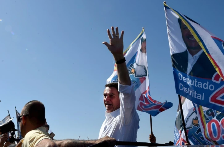 Le député d'extrême droit brésilien Jair Bolsonaro, candidat à la présidentielle, en campagne à Ceilandia le 5 septembre 2018