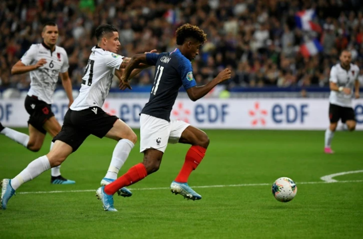 L'attaquant de la France Kingsley Coman buteur lors de la victoire 4-1 sur l'Albanie au Stade de France en qualifications de l'Euro 2020 le 7 septembre 2019