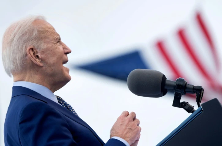 Joe Biden lors d'un rassemblement à Duluth le 29 avril 2021