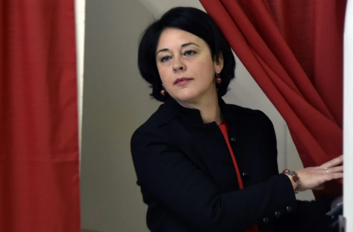 La présidente du PRG Sylvia Pinel lors du premier tour des primaires de la gauche, à Castelsarrasin le 22 janvier 2017