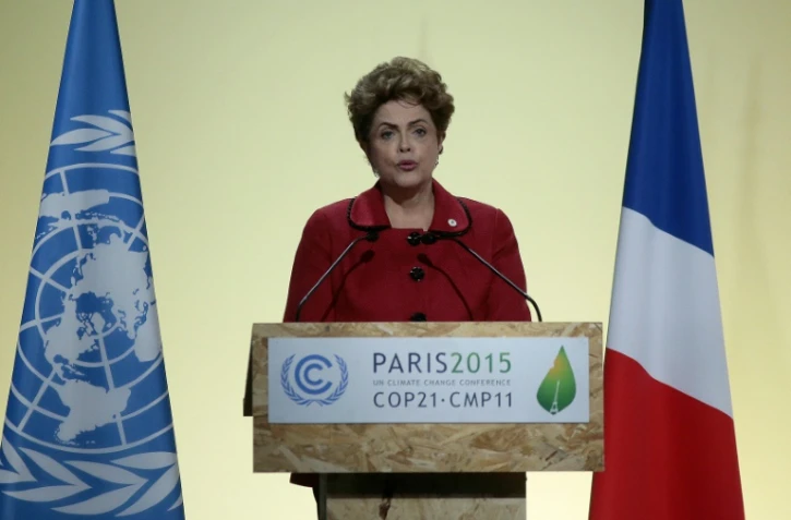 La présidente brésilienne Dilma Rousseff à la COP21 le 30 novembre 2015 au Bourget près de Paris