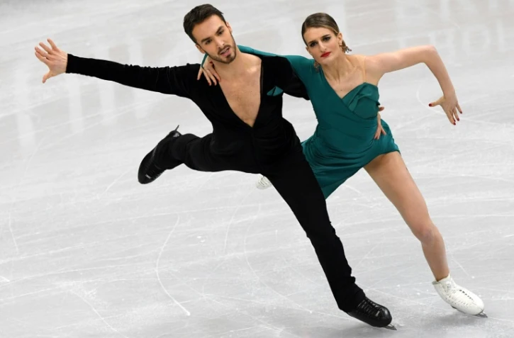Les Français Gabriella Papadakis et Guillaume Cizeron lors du programme court de danse sur glace à l'Euro-2019 de patinage artistique, le 25 janvier 2019 à Minsk