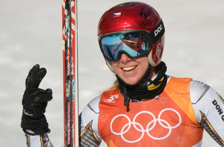 La Tchèque Ester Ledecka vient de remporter le Super-G des Jeux olympiques, le 17 février 2018 à Pyeongchang