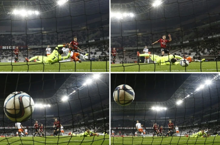 Le but du Niçois Olivier Boscagli contre Montpellier, le 18 décembre 2015 à l'Allianz Riviera