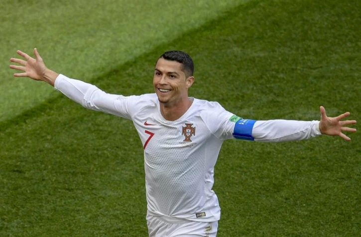 L'attaquant portugais Cristiano Ronaldo après son but contre le Maroc, le 20 juin 2018 à Moscou