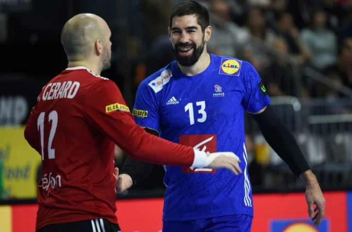 Vincent Gérard et Nikola Karabatic vainqueurs, avec les Experts, de l'Islande, le 20 janvier 2019 à Cologne, accèdent au dernier carré du Mondial 