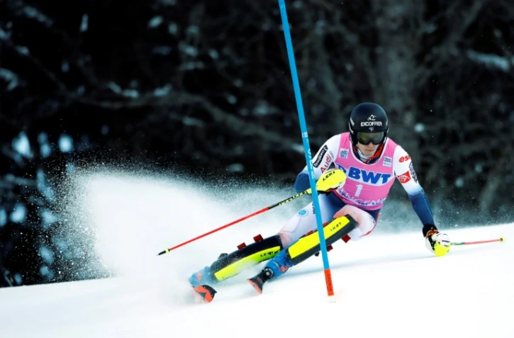 Le Français Clément Noël lors de la 1re manche du slalom de Wengen en Suisse, le 19 janvier 2020  