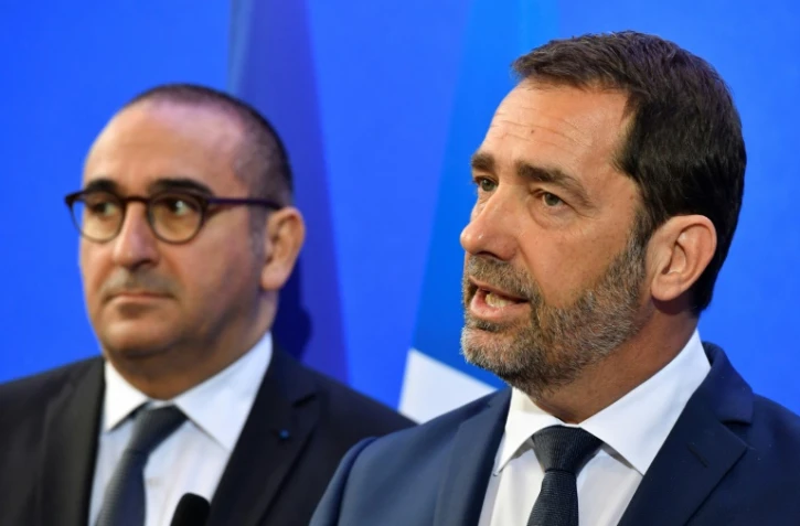 Christophe Castaner (D) et Laurent Nunez (G) le 3 mai 2019 à Toulon