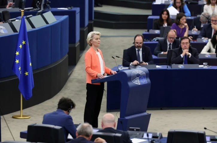 La présidente de la Commission européenne Ursula von der Leyen s'exprime devant le Parlement européen à Strasbourg le 13 septembre 2023
