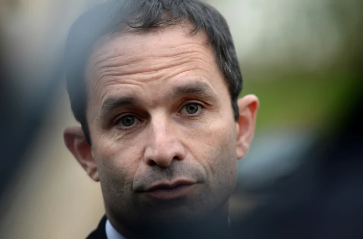 Le candidat socialiste à la présidentielle,  Benoît Hamon, le 24 mars 2017 à Auneau-Bleury-Saint-Symphorien