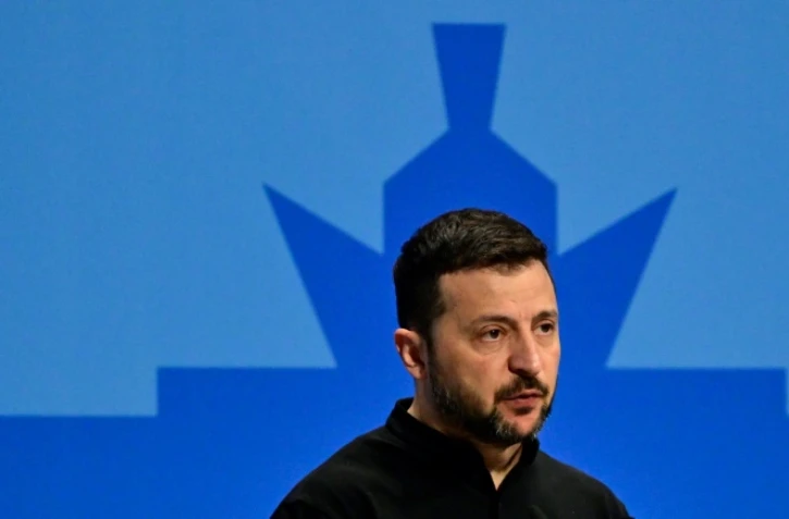 Le président ukrainien Volodymyr Zelensky s'adresse à une conférence internationale sur la reconstruction de l'Ukraine, à Berlin le 11 juin 2024