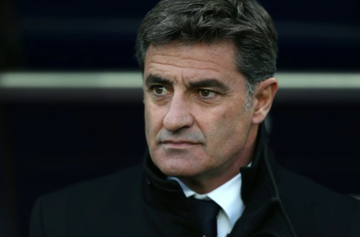 L'entraîneur de Marseille Michel suit le match de L1 contre Caen au stade Michel d'Ornano, le 17 janvier 2016