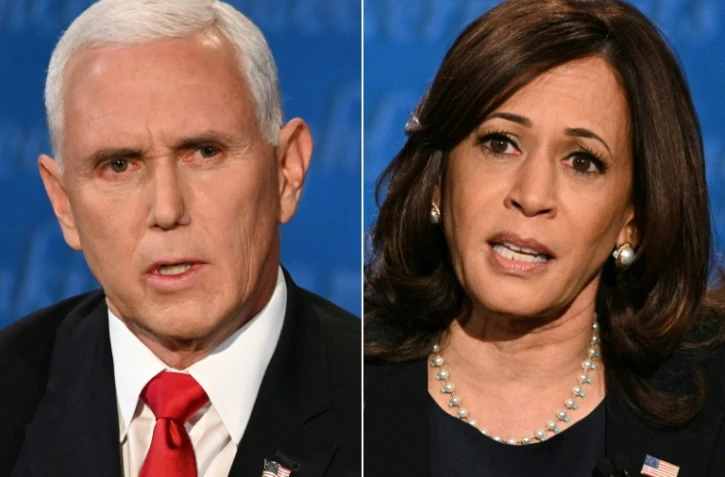 Mike Pence et Kamala Harris lors de leur unique débat télévisé, mercredi à Salt Lake City, dans l'Utah, à 27 jours de briguer la vice-présidence des Etats-Unis